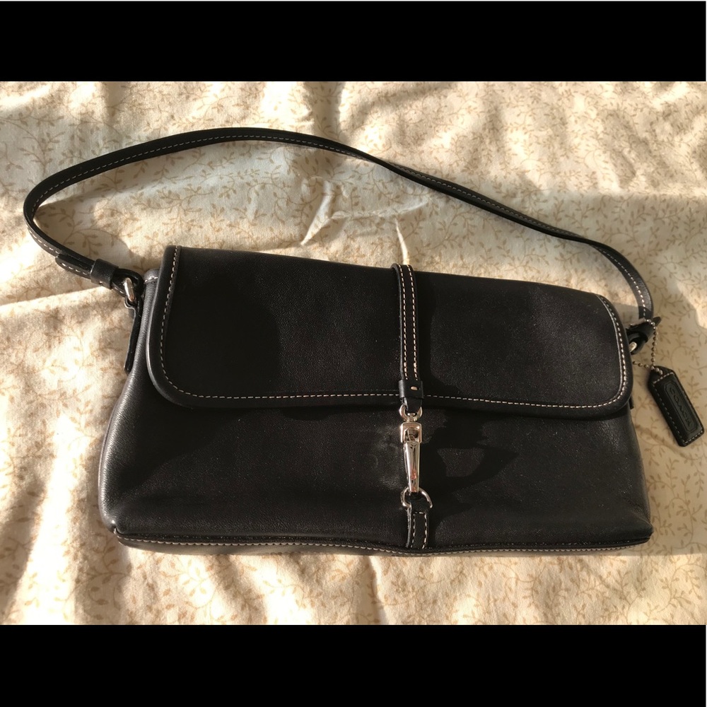 Coach leather thin shoulder handle bag